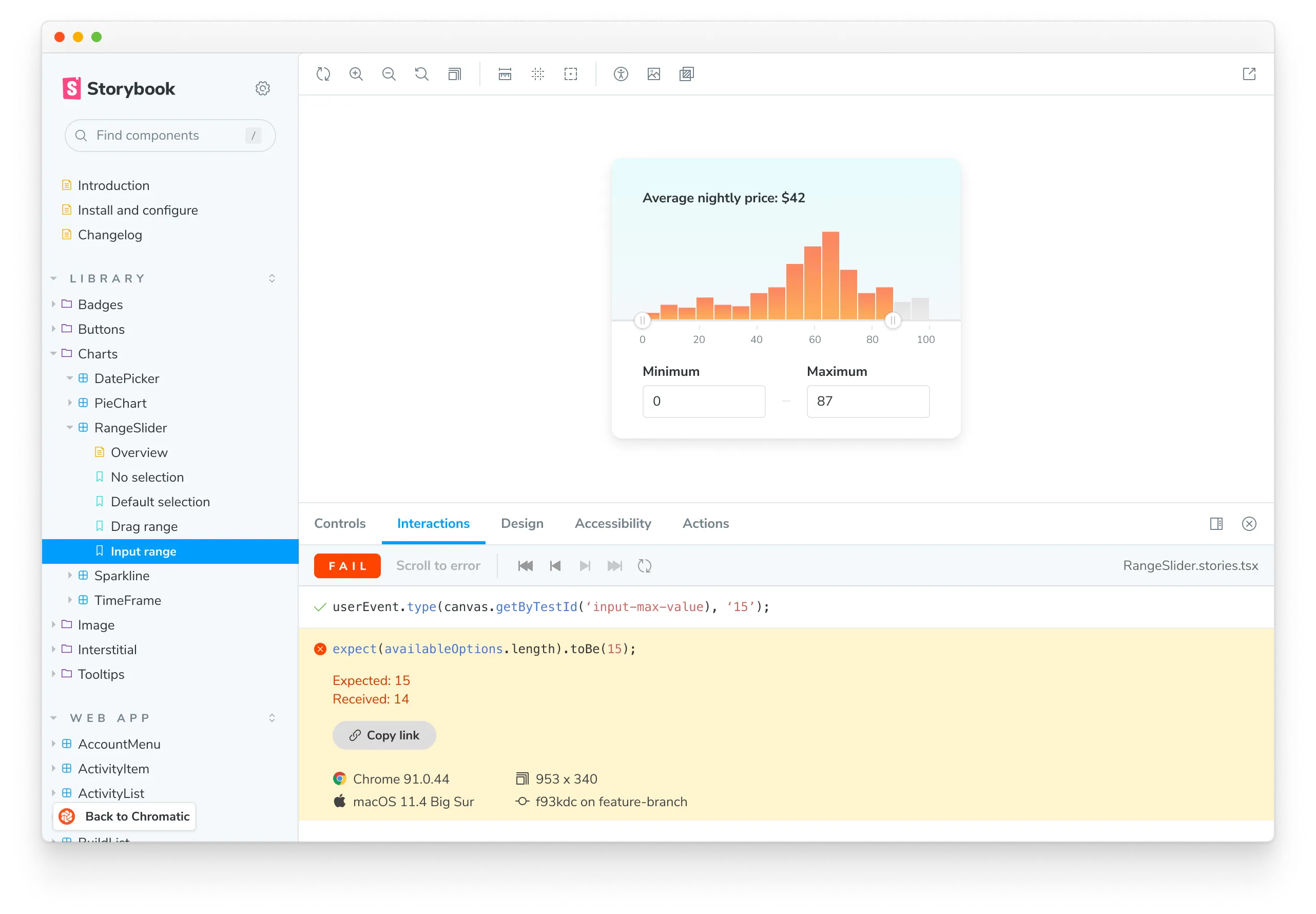 Storybook with failed interaction test